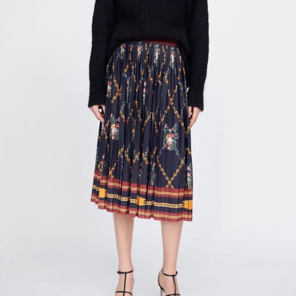 Zara floral midi skirt